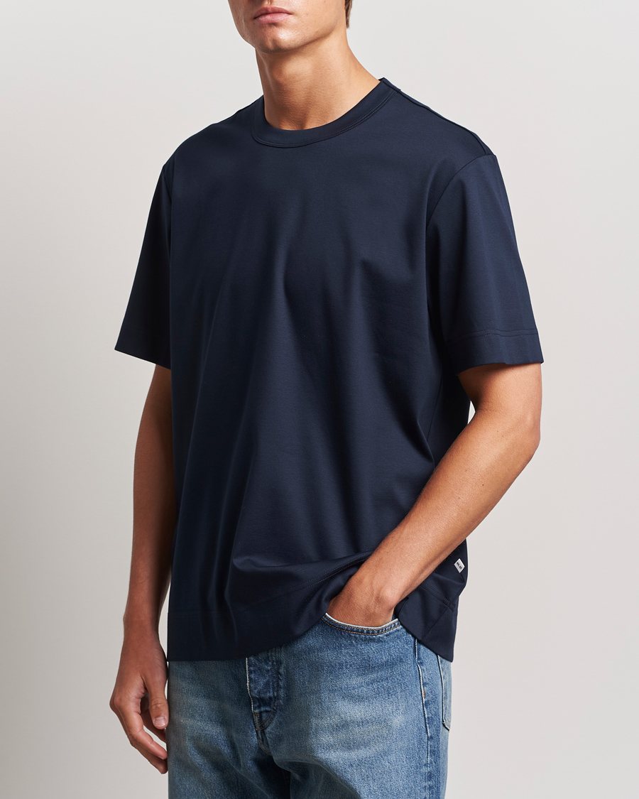 Herre |  | NN07 | Pedro Mercerized Crew Neck T-Shirt Navy Blue