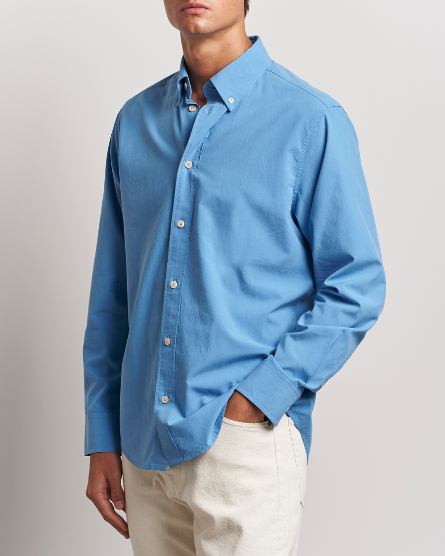 Herre |  | NN07 | Colby Lyocell/Cotton Button Down Shirt Blue Jasper