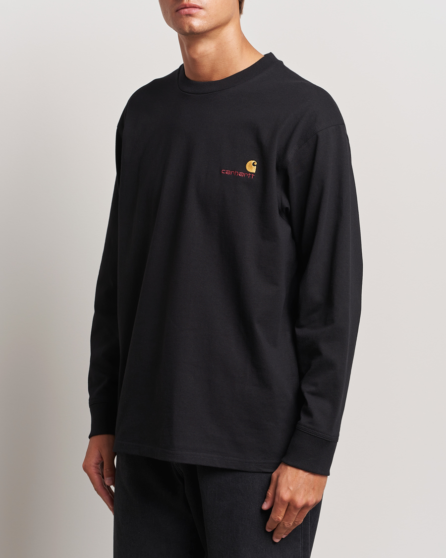 Herre | Svarte t-skjorter | Carhartt WIP | American Script Long Sleeve T-Shirt Black