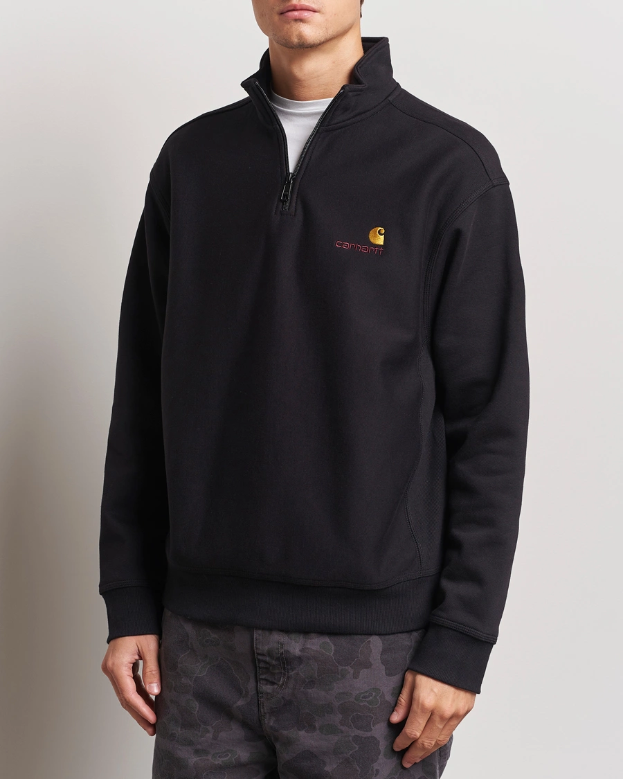 Herre |  | Carhartt WIP | American Script Half Zip Sweatshirt Black