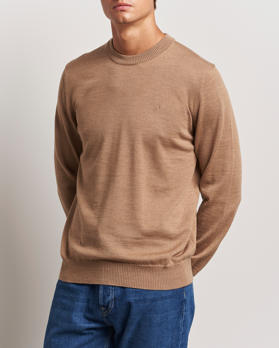 Herre | Avdelinger | J.Lindeberg | Keane Merino Crew Neck Sweater Tiger Brown