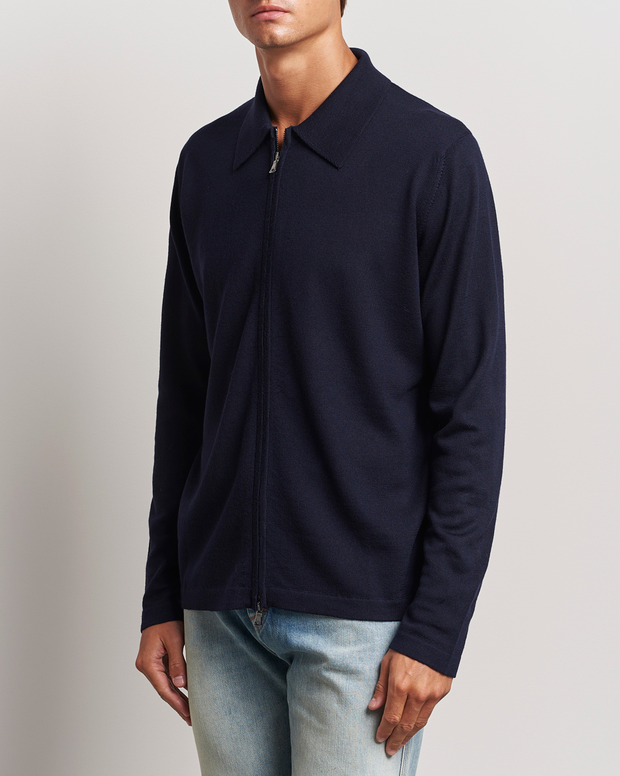 Herre | Avdelinger | J.Lindeberg | Kaleb Merino Zip Cardigan Navy