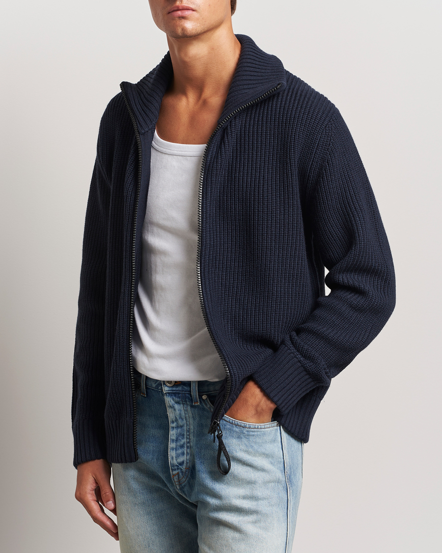 Herre | Avdelinger | J.Lindeberg | Skyler Wool Blend Zip Cardigan Navy