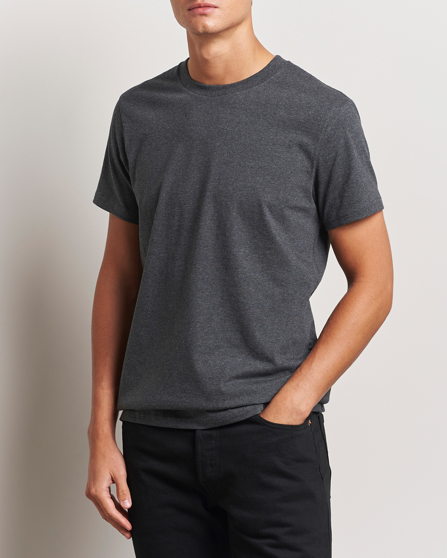 Herre |  | Bread & Boxers | Heavy Cotton Crew Neck T-Shirt Dark Grey Melange