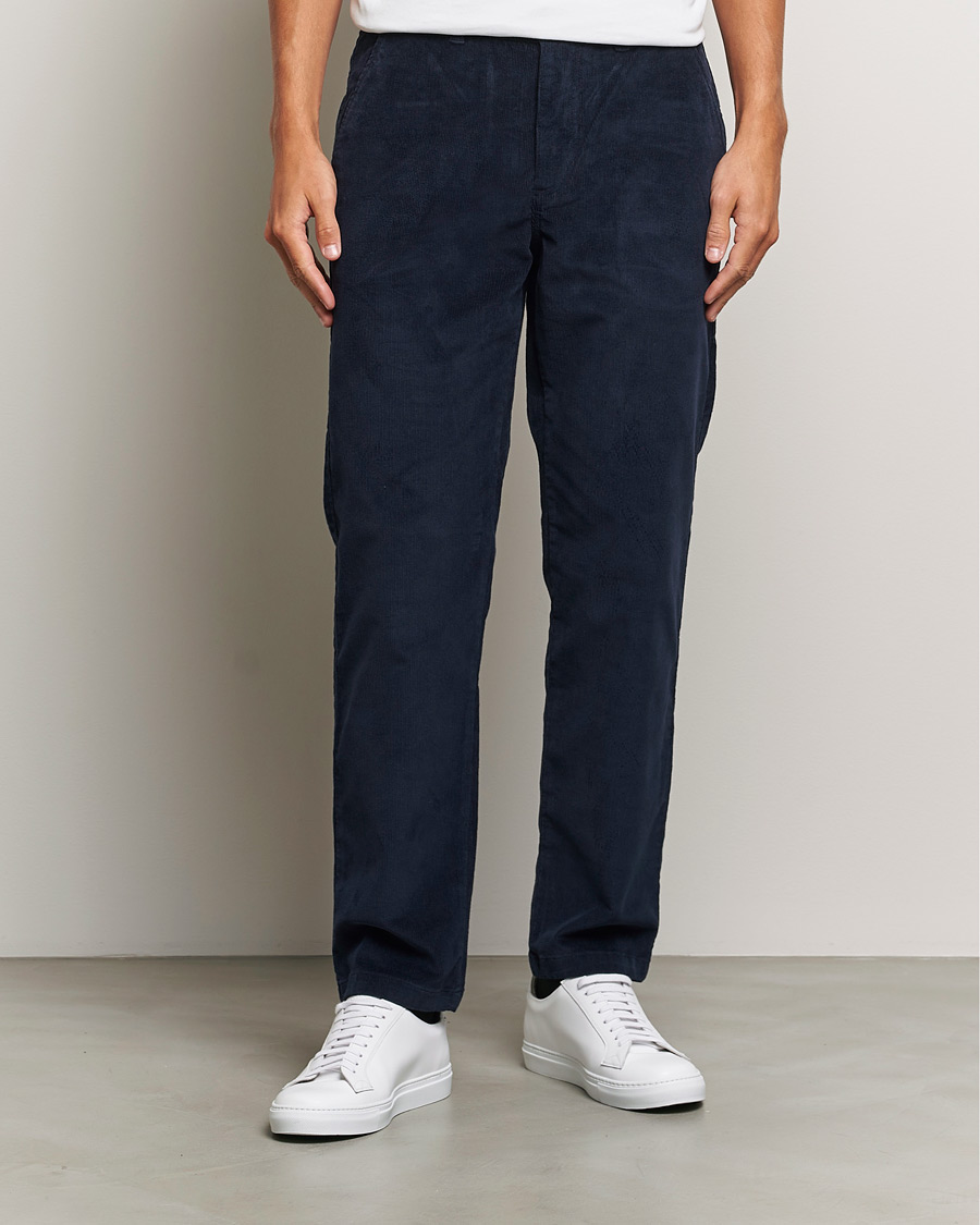 Herre | Cordfløyelsbukser | KnowledgeCotton Apparel | Chuck Regular Cord Trousers Navy