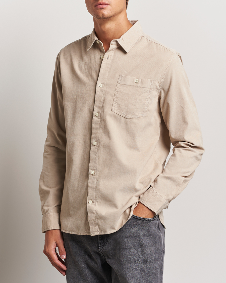 Herre | Cordfløyelskjorter | KnowledgeCotton Apparel | Regular Fit Corduroy Shirt Beige