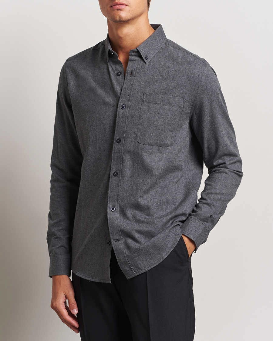 Herre | Flanellskjorter | KnowledgeCotton Apparel | Regular Fit Melange Flannel Shirt Grey