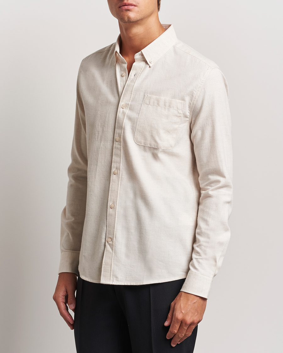 Herre | Casual | KnowledgeCotton Apparel | Regular Fit Melange Flannel Shirt Beige