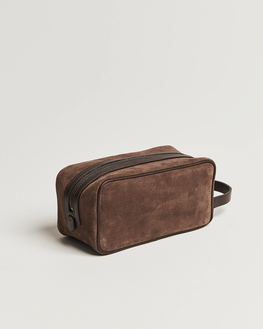 Herre | Toalettmapper | Anderson\'s | Suede Washbag Dark Brown