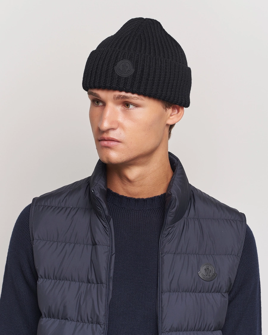 Herre |  | Moncler | Tonal Logo Beanie Black