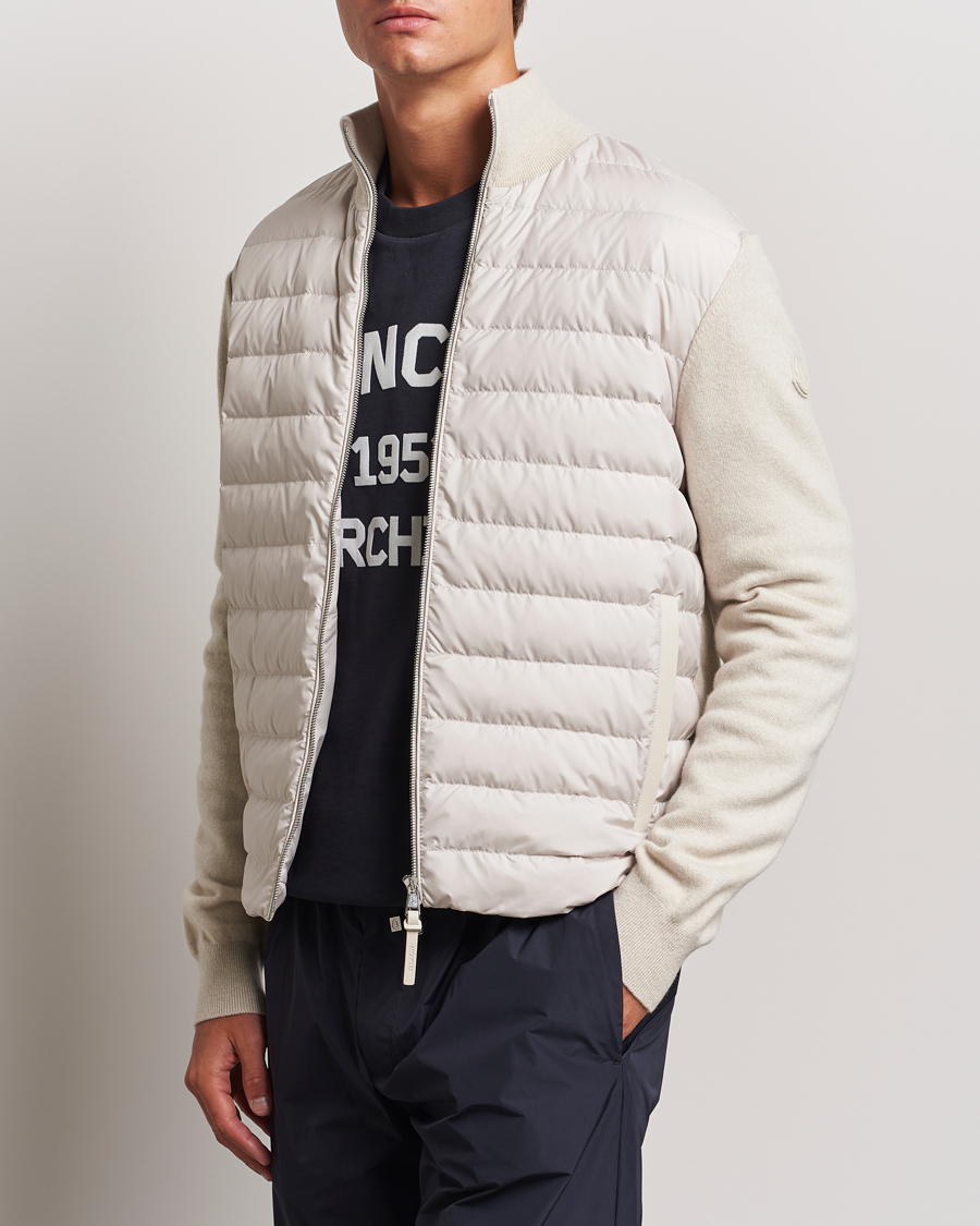 Herre | Luxury Classics | Moncler | Full Zip Padded Cardigan Off White