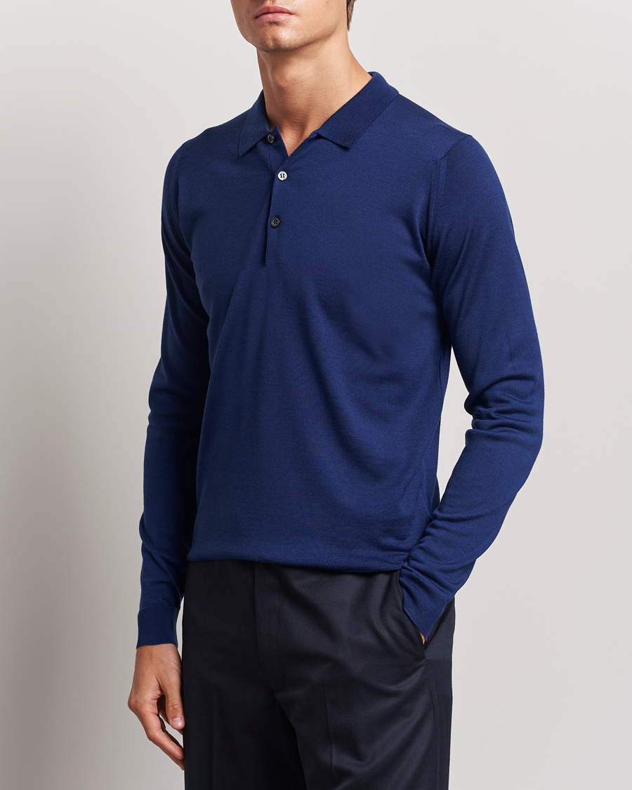 Herre | John Smedley | John Smedley | Belper Extra Fine Merino Polo Pullover Ink Blue