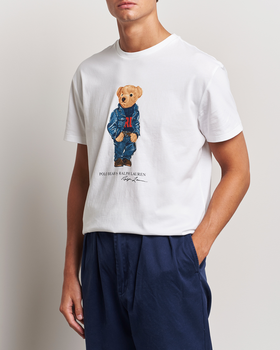 Herre |  | Polo Ralph Lauren | Crew Neck T-Shirt White Denim Bear