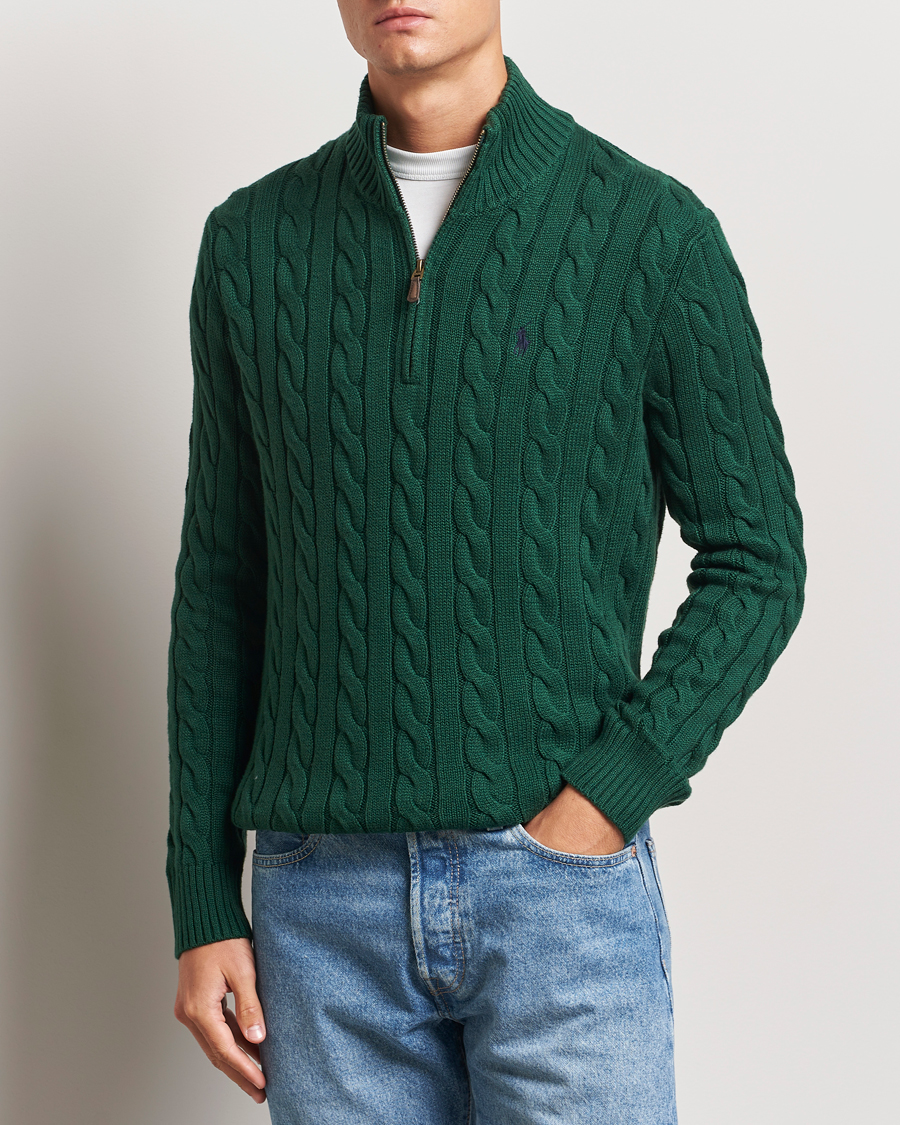 Herre |  | Polo Ralph Lauren | Cotton Cable Half Zip Vintage Pine