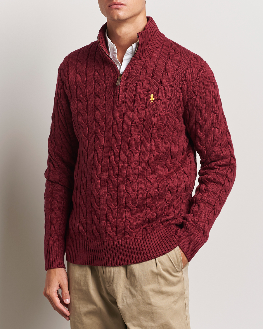 Herre |  | Polo Ralph Lauren | Cotton Cable Half Zip Red Carpet