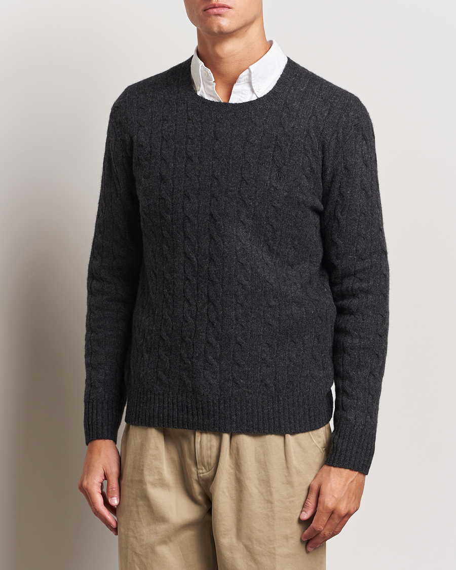 Herre |  | Polo Ralph Lauren | Wool/Cashmere Cable Crew Neck Dark Granite Heather