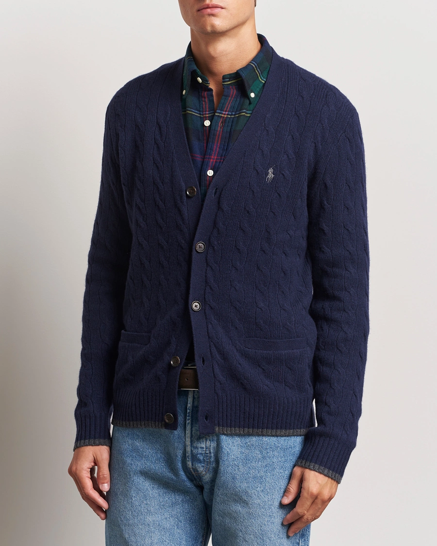 Herre |  | Polo Ralph Lauren | Wool/Cashmere Cable Cardigan Hunter Navy