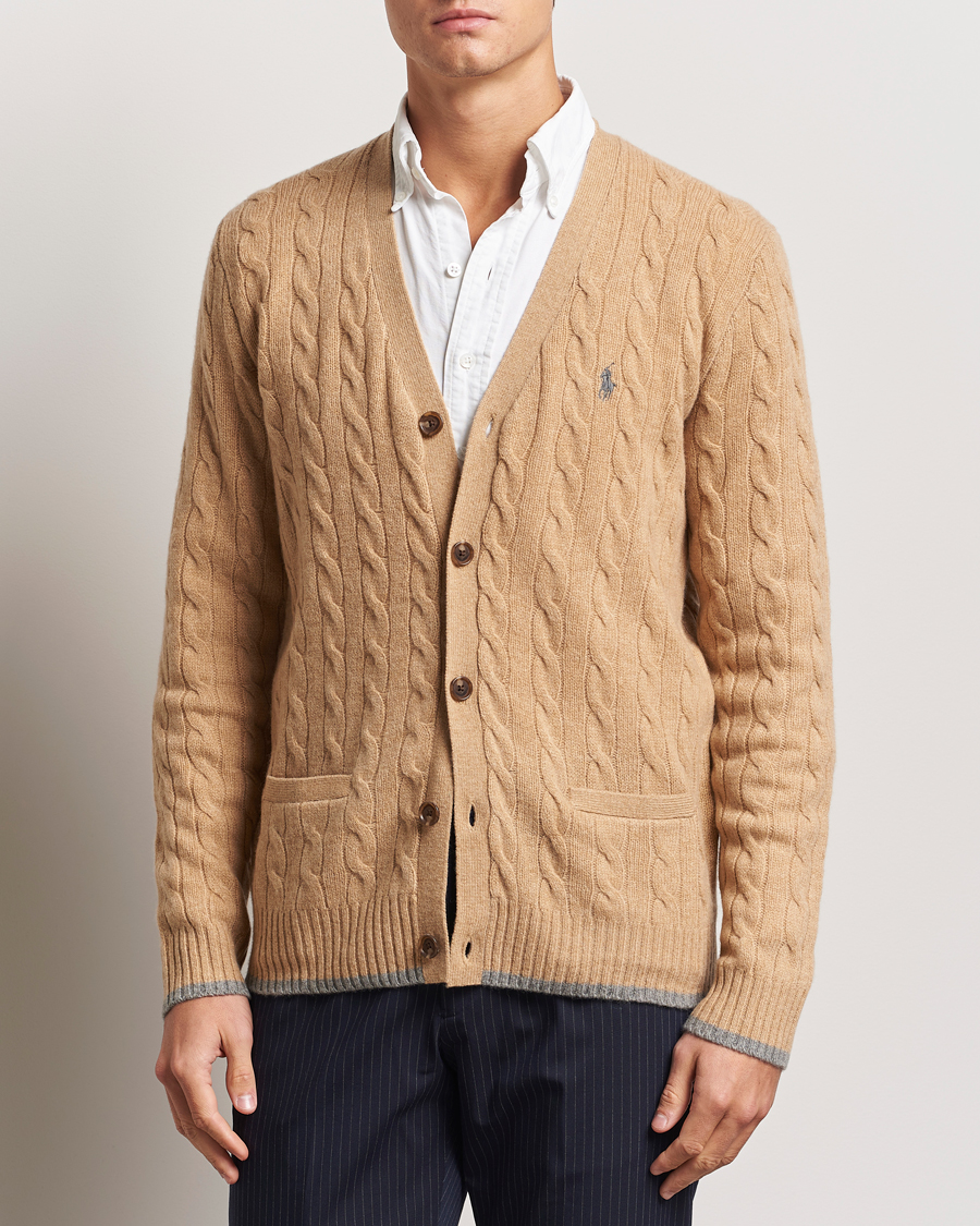 Herre |  | Polo Ralph Lauren | Wool/Cashmere Cable Cardigan Camel Melange