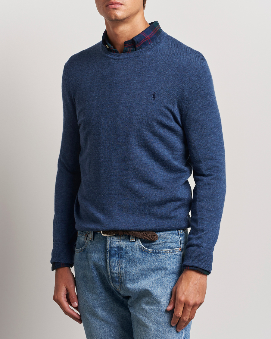 Herre |  | Polo Ralph Lauren | Merino Crew Neck Pullover Rustic Navy Heather