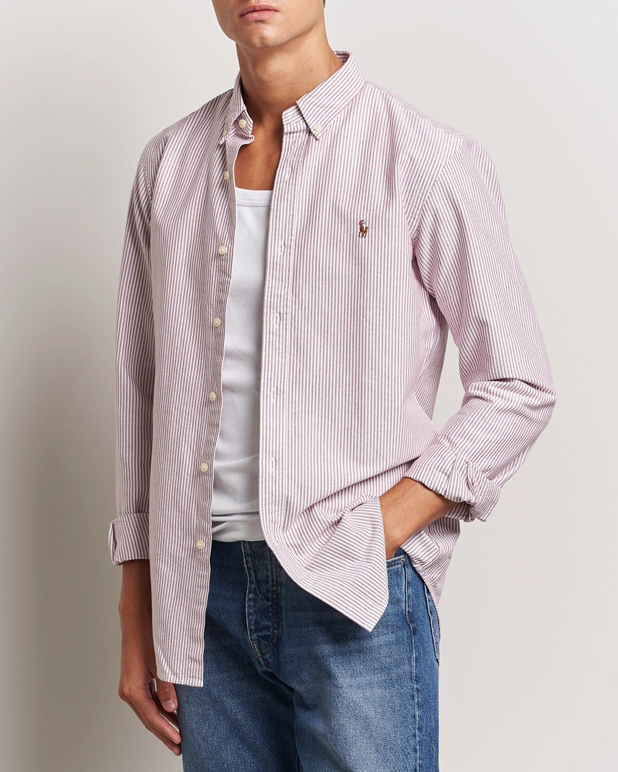 Herre | Oxfordskjorter | Polo Ralph Lauren | Slim Fit Striped Oxford Shirt Pine/White