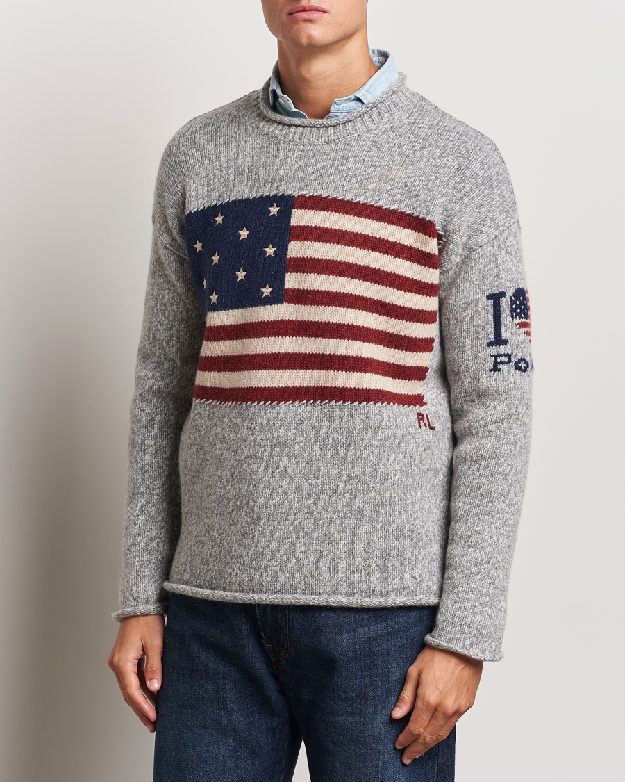 Herre |  | Polo Ralph Lauren | Wool Flag Sweater Grey Combo