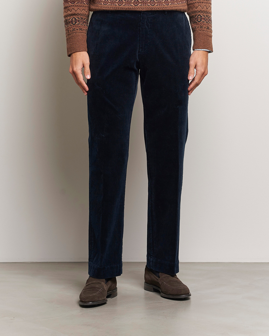 Herre | Cordfløyelsbukser | Polo Ralph Lauren | Corduroy Pleated Trousers Aviator Navy