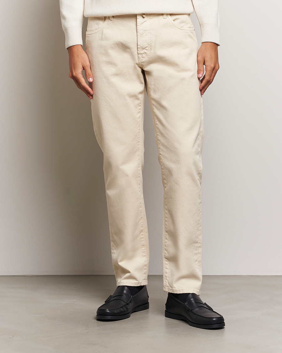 Herre |  | Incotex | 5-Pocket Bull Denim Pants Off White