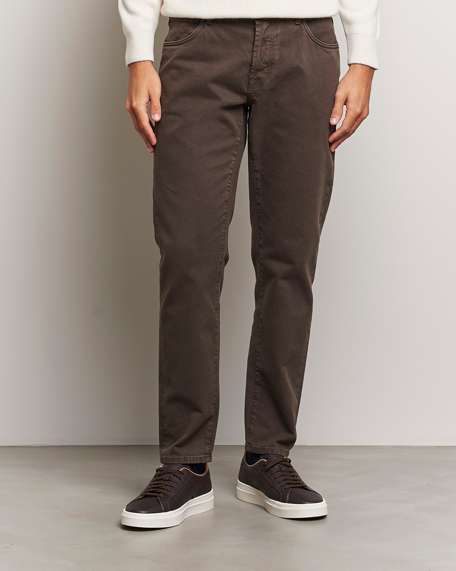 Herre |  | Incotex | 5-Pocket Bull Denim Pants Dark Brown