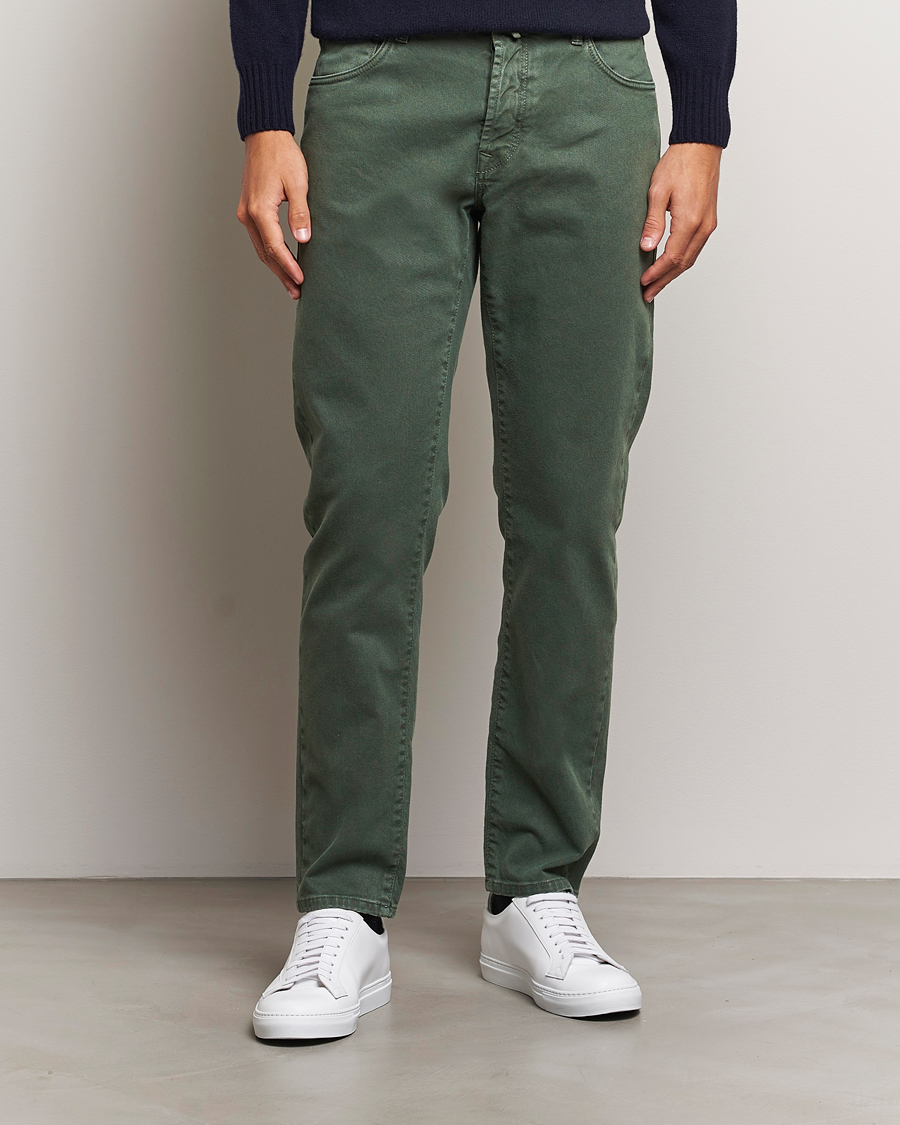 Herre |  | Incotex | 5-Pocket Bull Denim Pants Dark Green