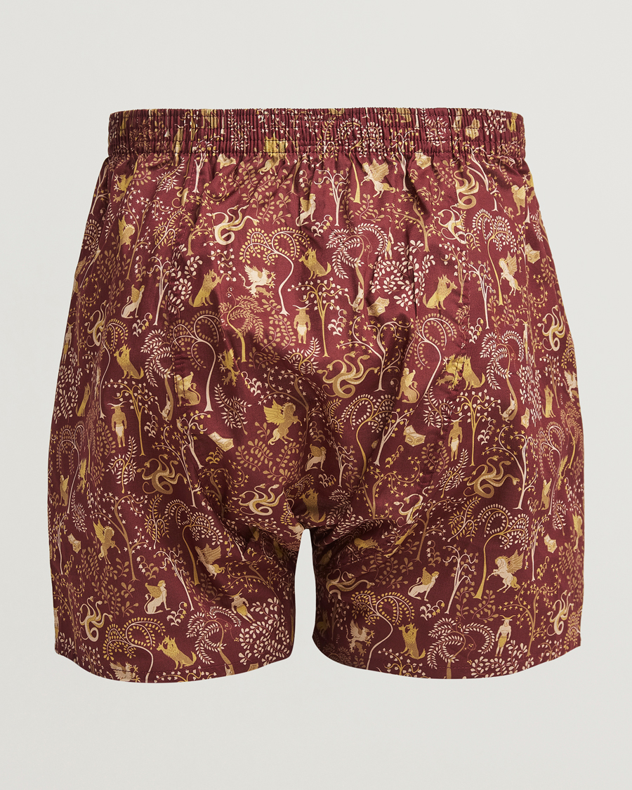 Herre |  | Derek Rose | Classic Fit Woven Cotton Boxer Shorts Burgundy