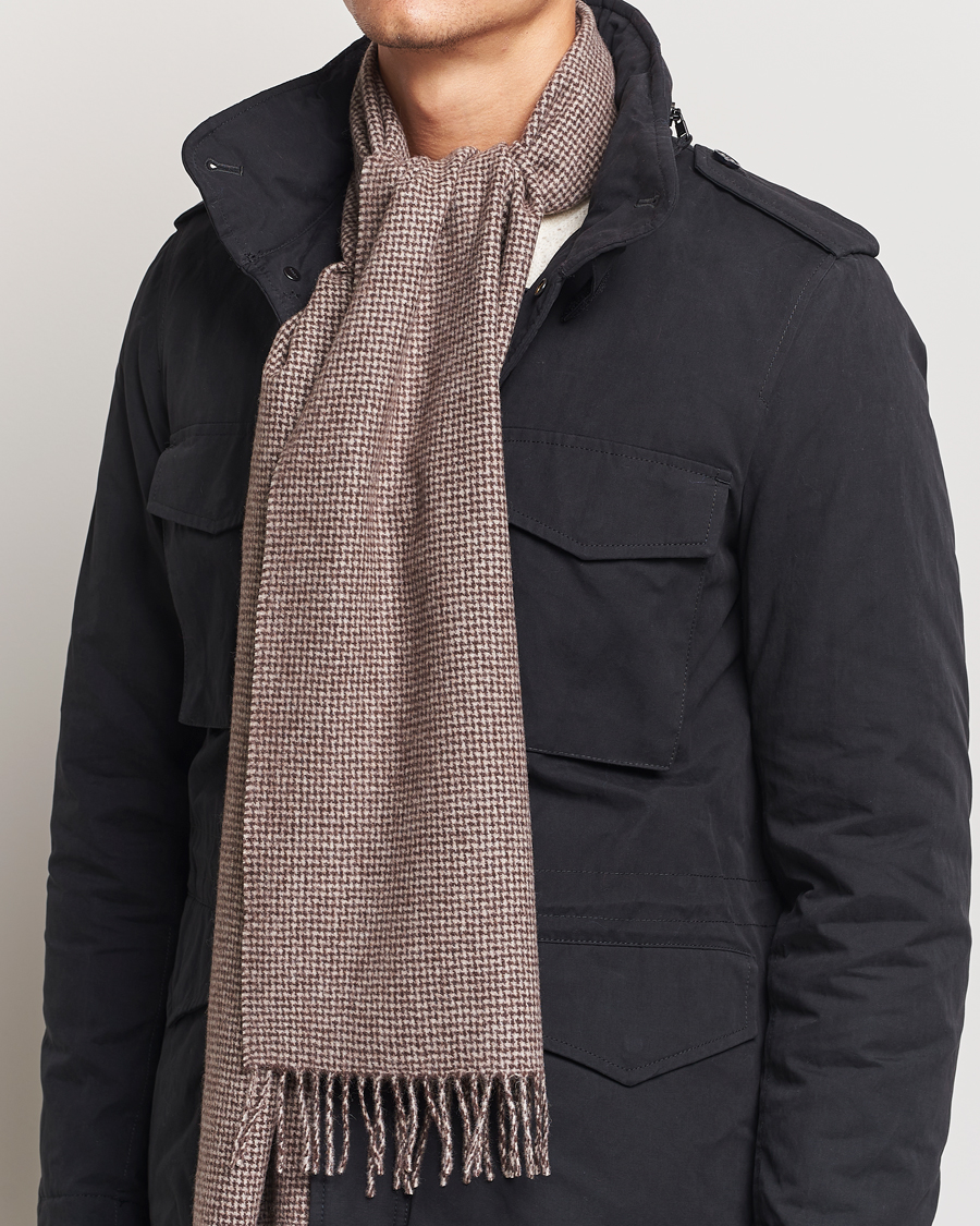 Herre |  | Amanda Christensen | Merino Wool Dogtooth Scarf Beige Melange