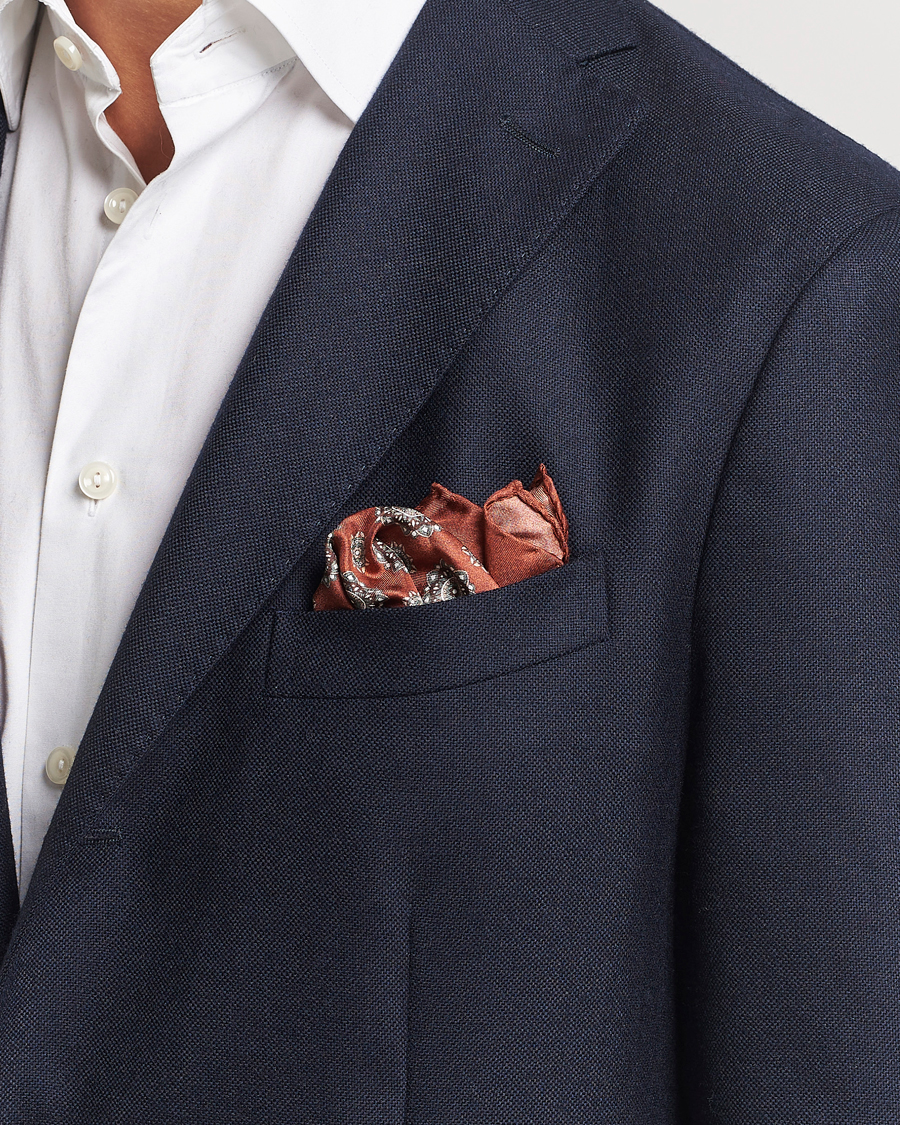 Herre |  | Amanda Christensen | Silk Twill Printed Flower Pocket Square Rost