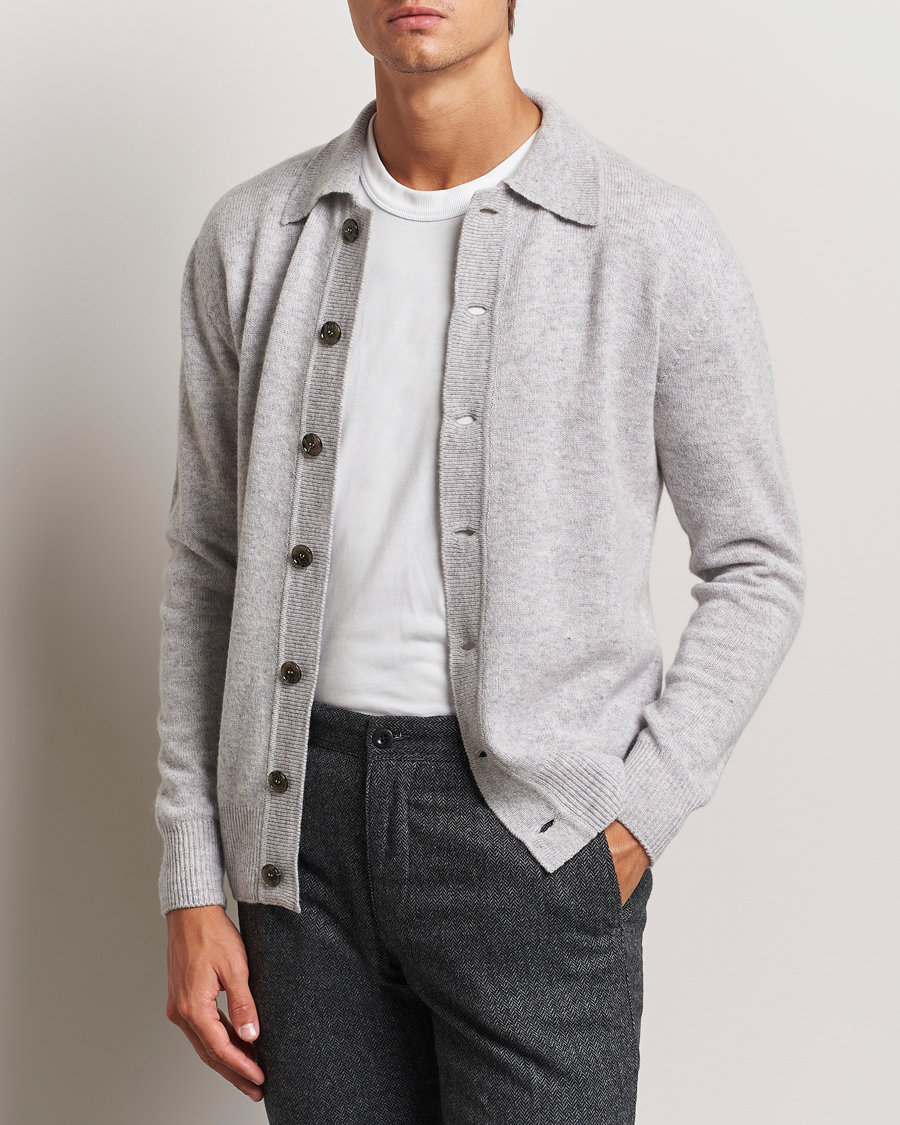 Herre | Altea | Altea | Shetland Collared Cardigan Light Grey