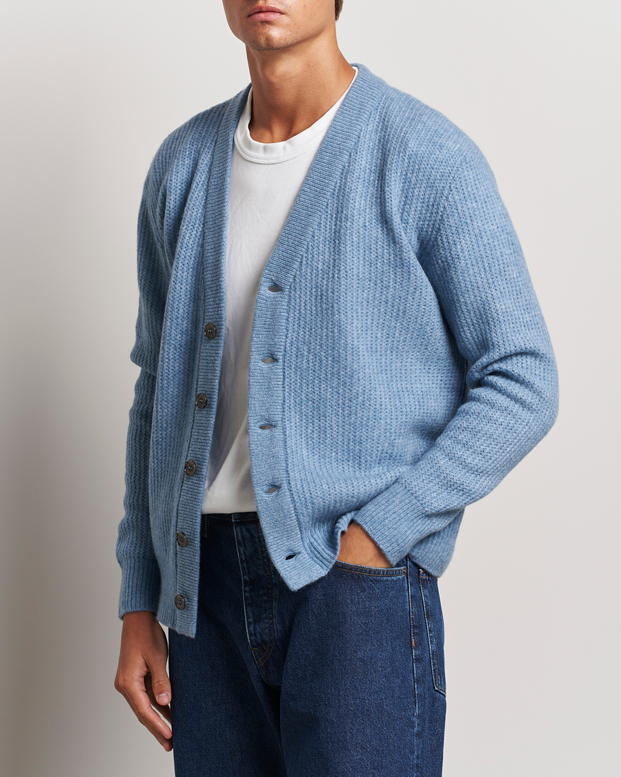 Herre | Altea | Altea | Soft Rib Stich Cardigan Light Blue