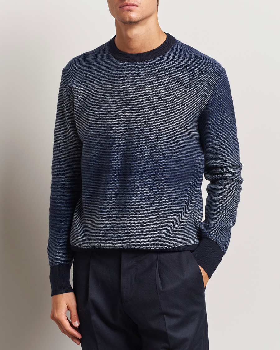 Herre | Altea | Altea | Jacquard Stripe Sweater Navy