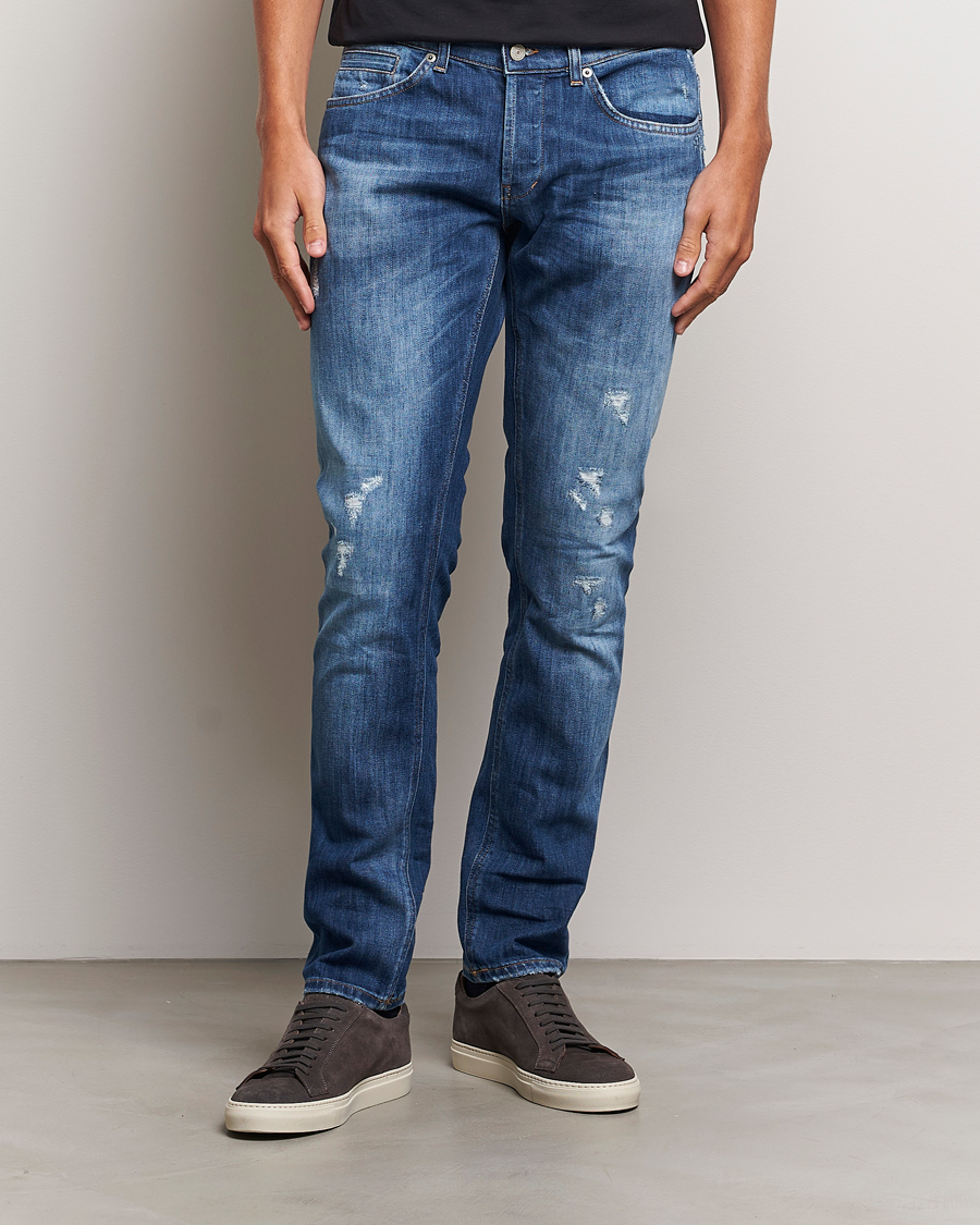 Herre |  | Dondup | George Light Distressed Jeans Medium Blue