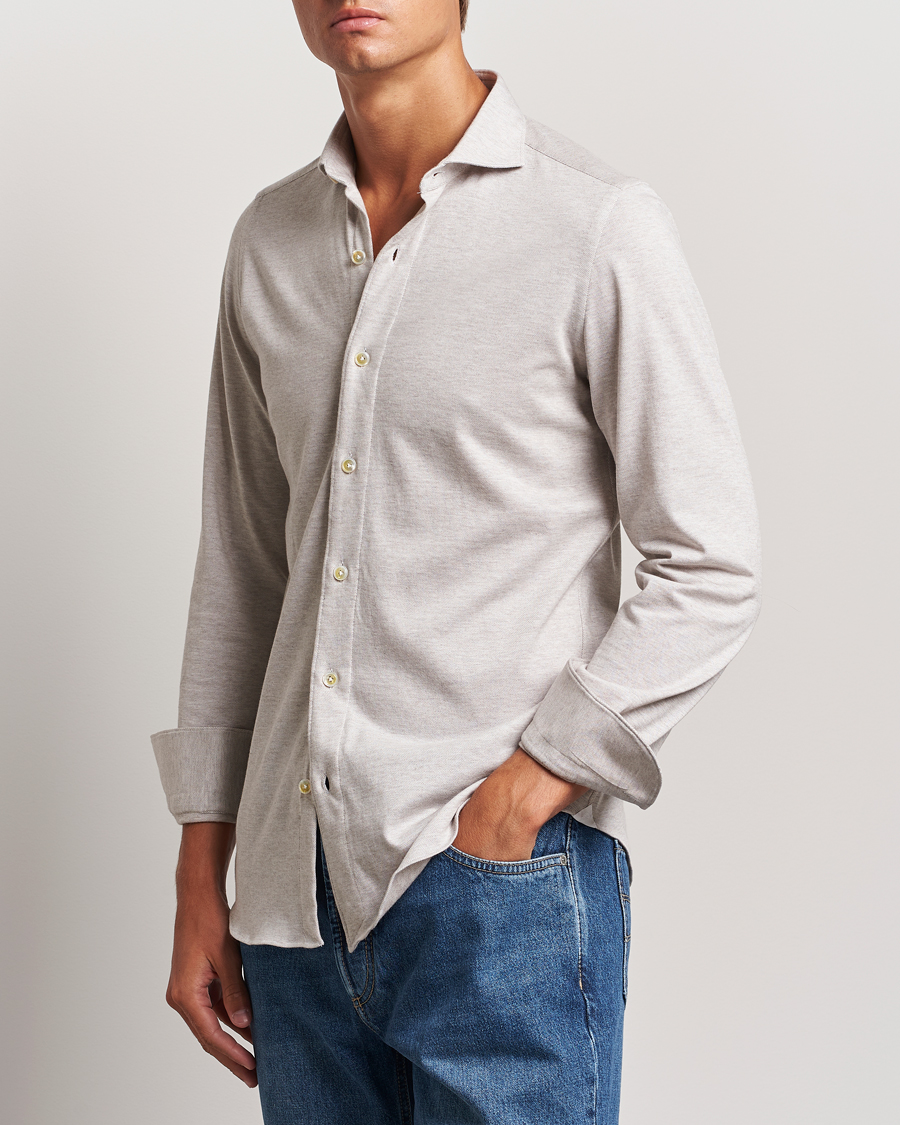Herre | Pikéskjorter | Finamore Napoli | Cotton/Cashmere Jersey Shirt Beige