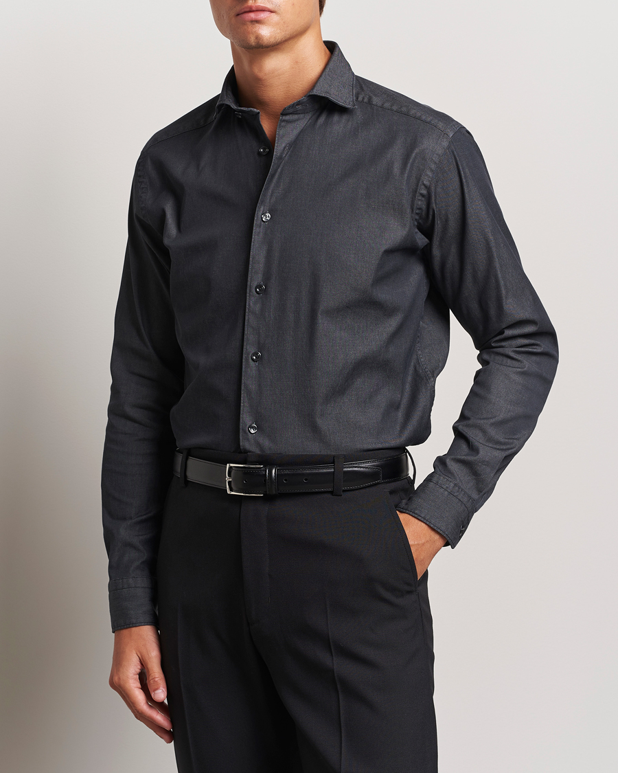 Herre | Casual | Eton | Slim Fit Stretch Denim Shirt Black