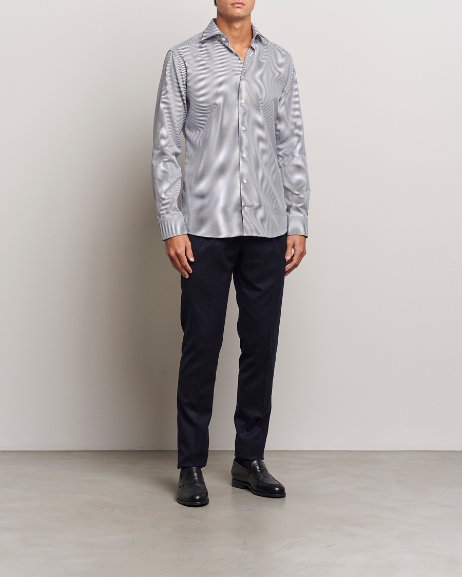 Herre |  | Eton | Slim Fit Signature Twill Striped Shirt Grey/White