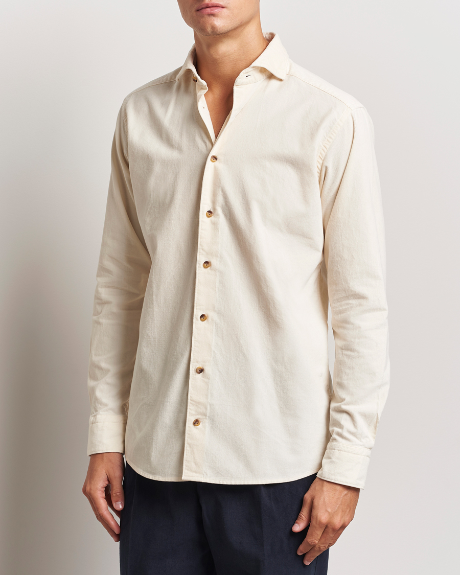 Herre |  | Eton | Slim Fit Fine Wale Corduroy Shirt Off White