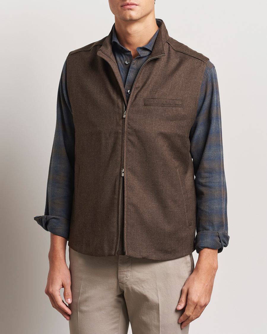 Herre |  | Eton | Wool Flannel Vest Dark Brown