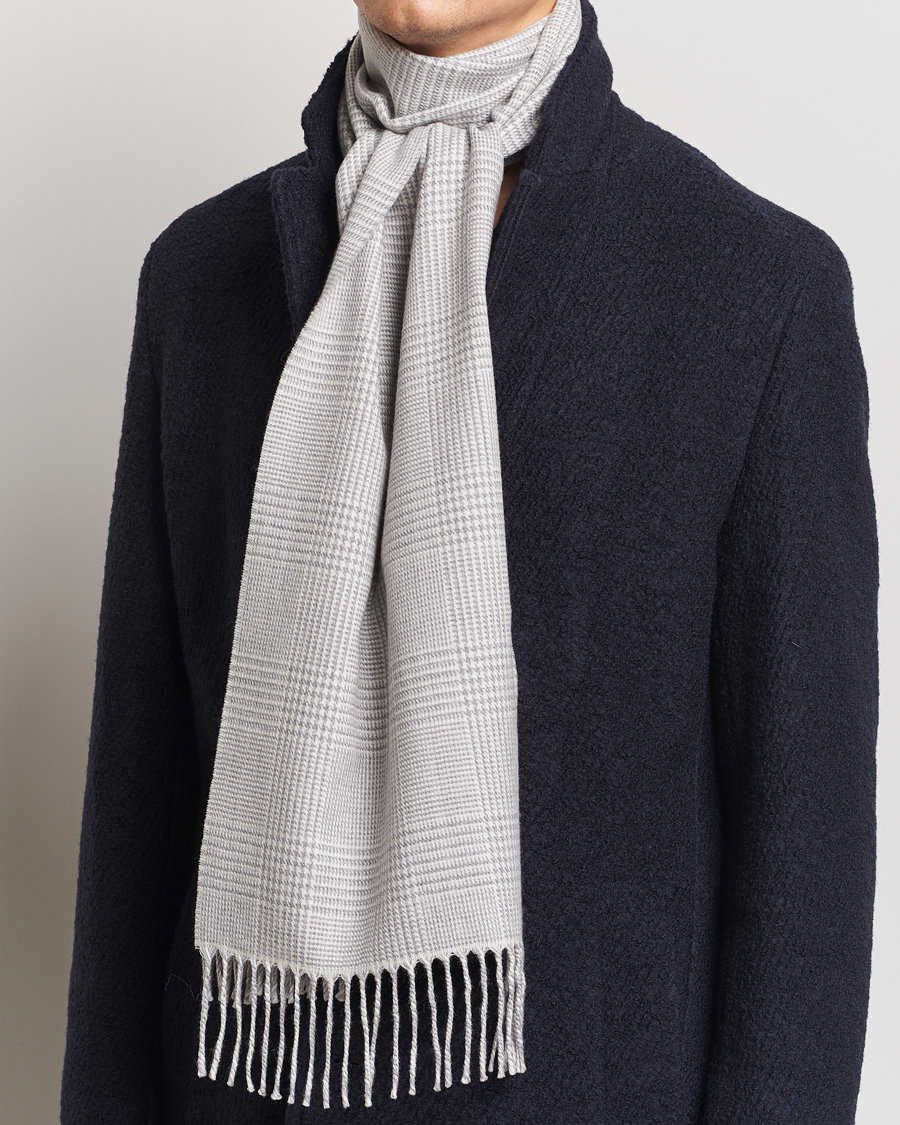 Herre |  | Eton | Merino Wool Prince Of Wales Scarf Grey