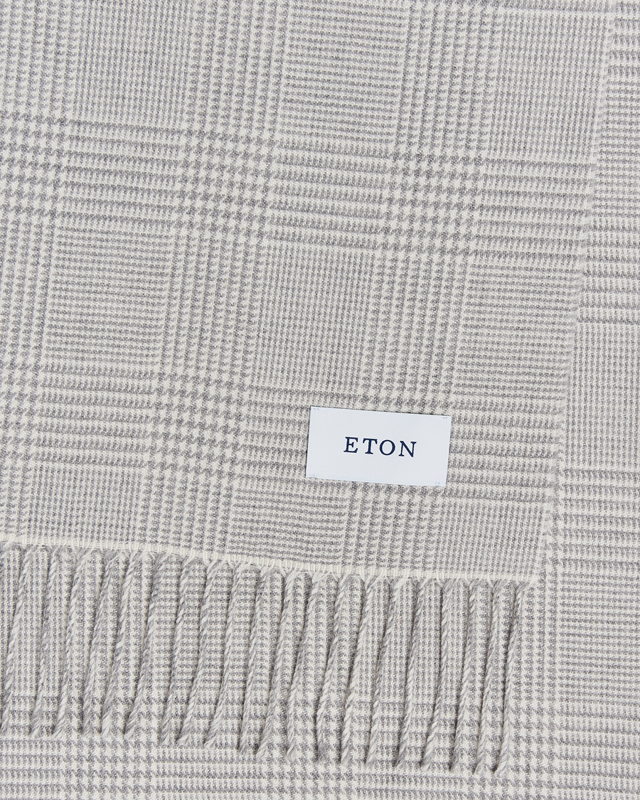 Herre |  | Eton | Merino Wool Prince Of Wales Scarf Grey