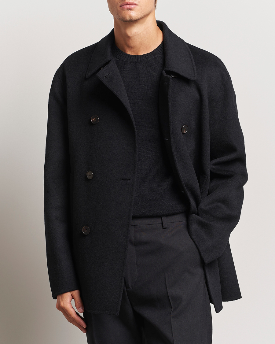 Herre | Skipperjakker | Filippa K | Double Faced Wool Peacoat Black