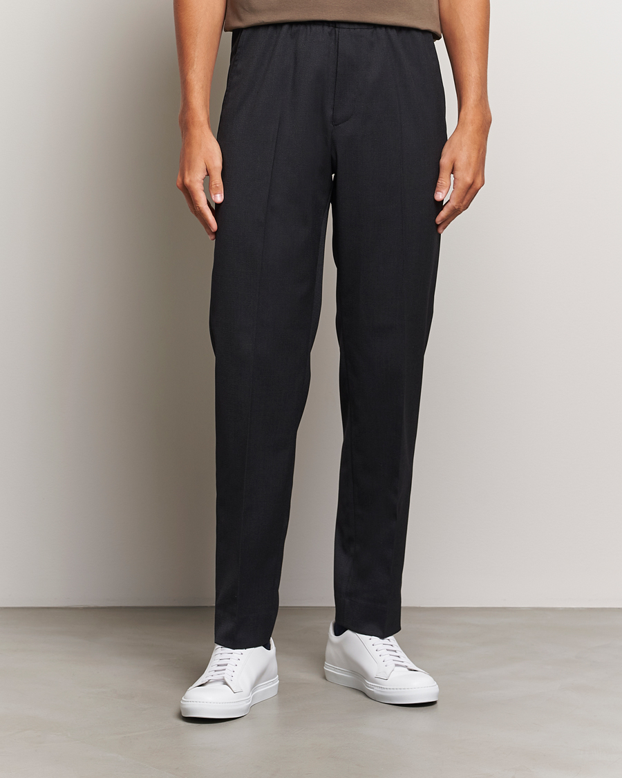 Herre | Drawstringbukser | Filippa K | Relaxed Terry Wool Trousers Anthracite