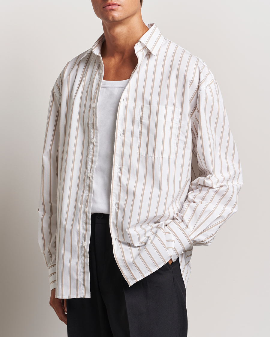 Herre | Skjorter | Filippa K | Classic Relaxed Striped Shirt Light Brown/Canvas Beige