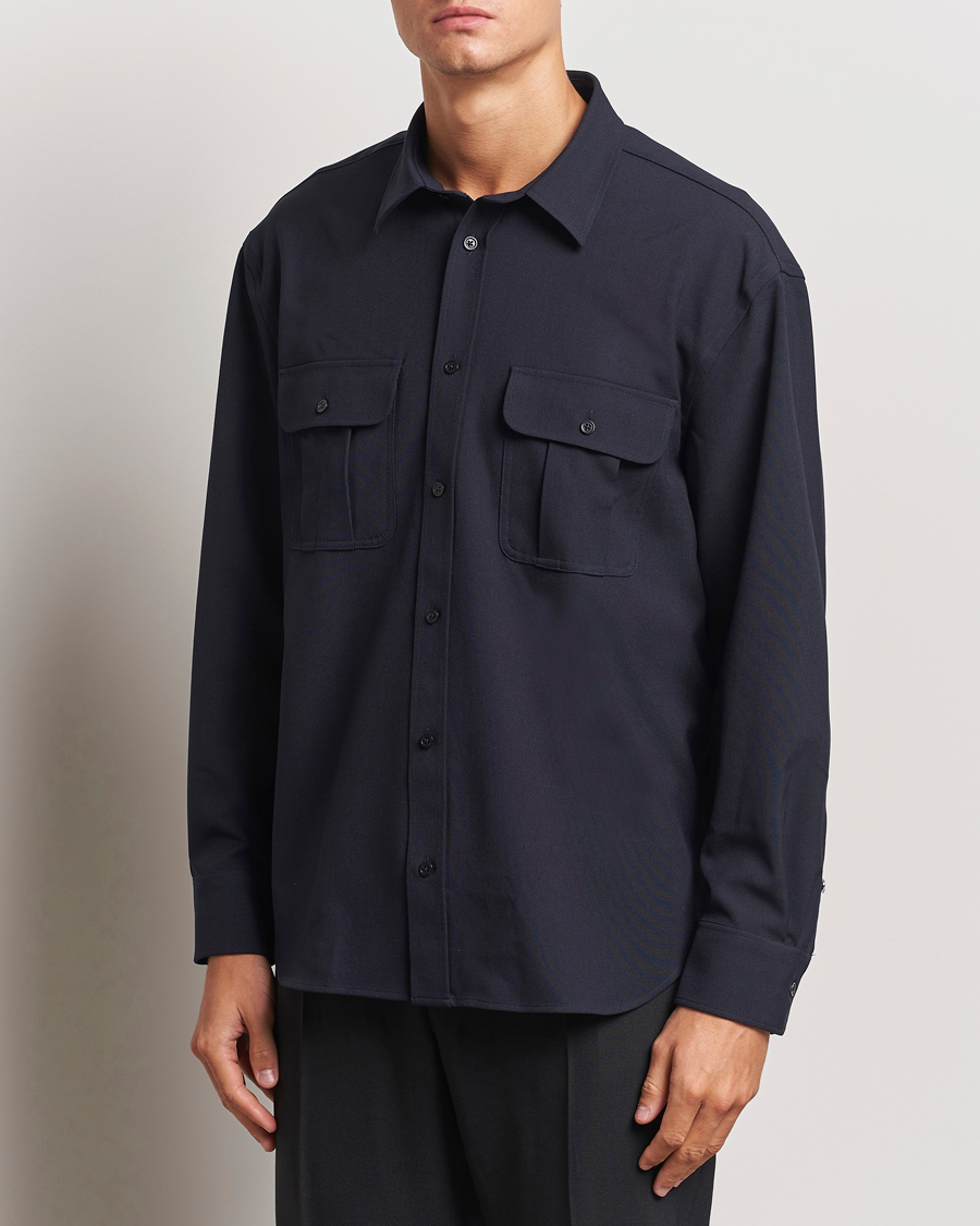 Herre | Skjortejakke | Filippa K | Relaxed Flannel Patch Pocket Shirt Navy