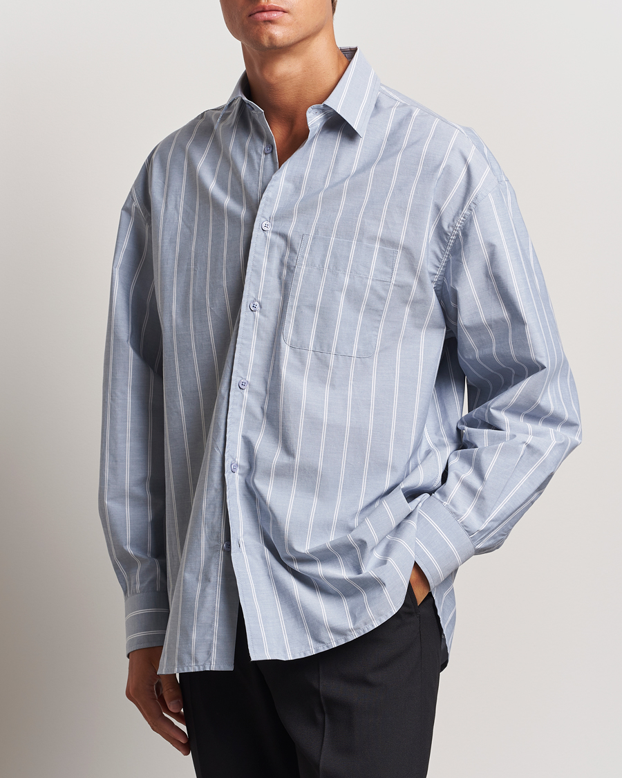 Herre |  | Filippa K | Striped Cotton Poplin Shirt Blue/White