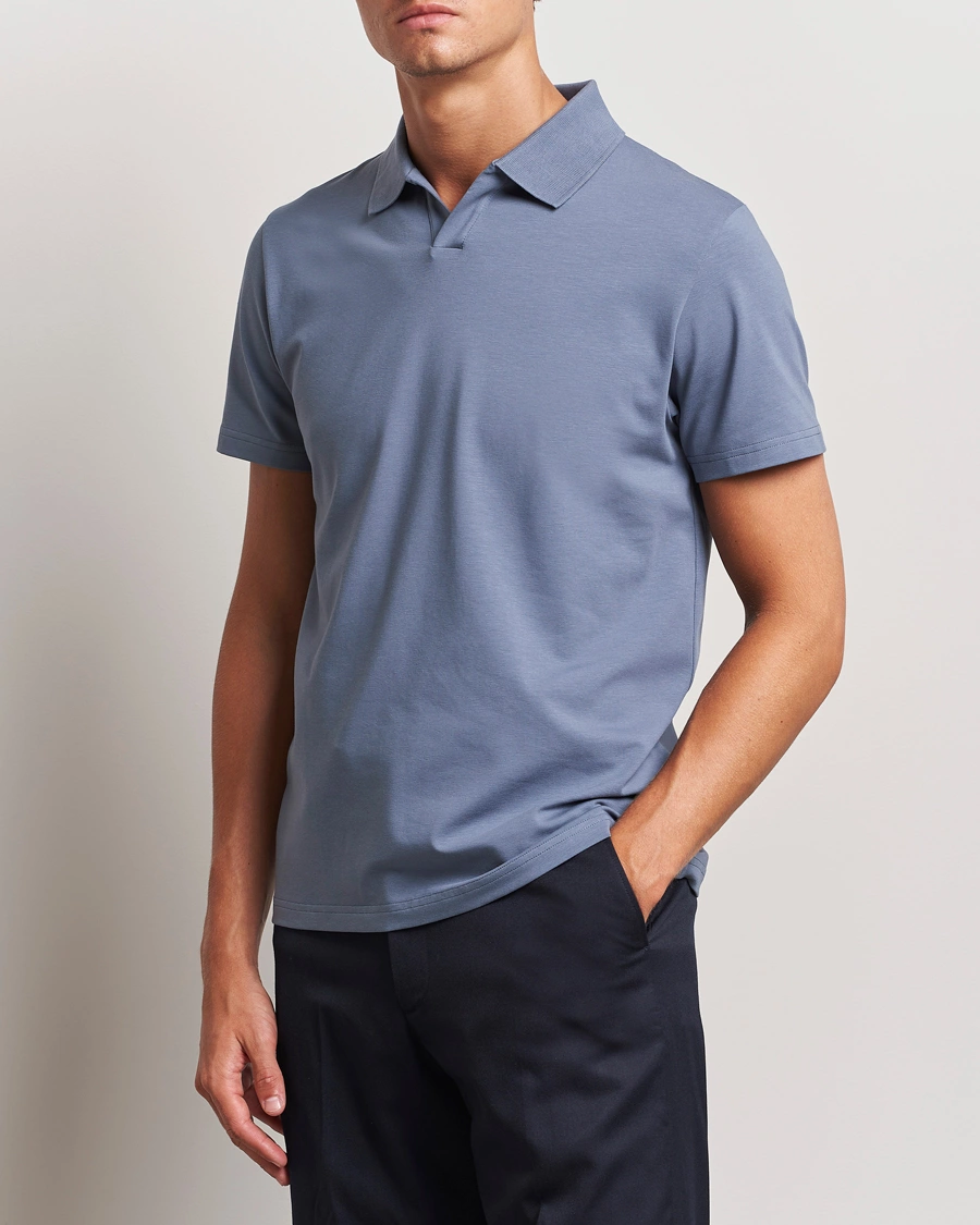 Herre |  | Filippa K | Soft Lycra Polo T-Shirt Grey Blue