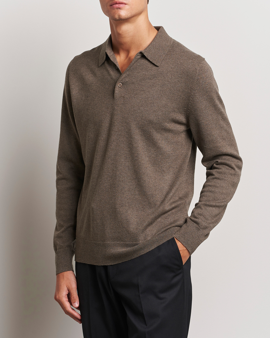 Herre |  | Filippa K | Knitted Polo Shirt Dark Sage Melange